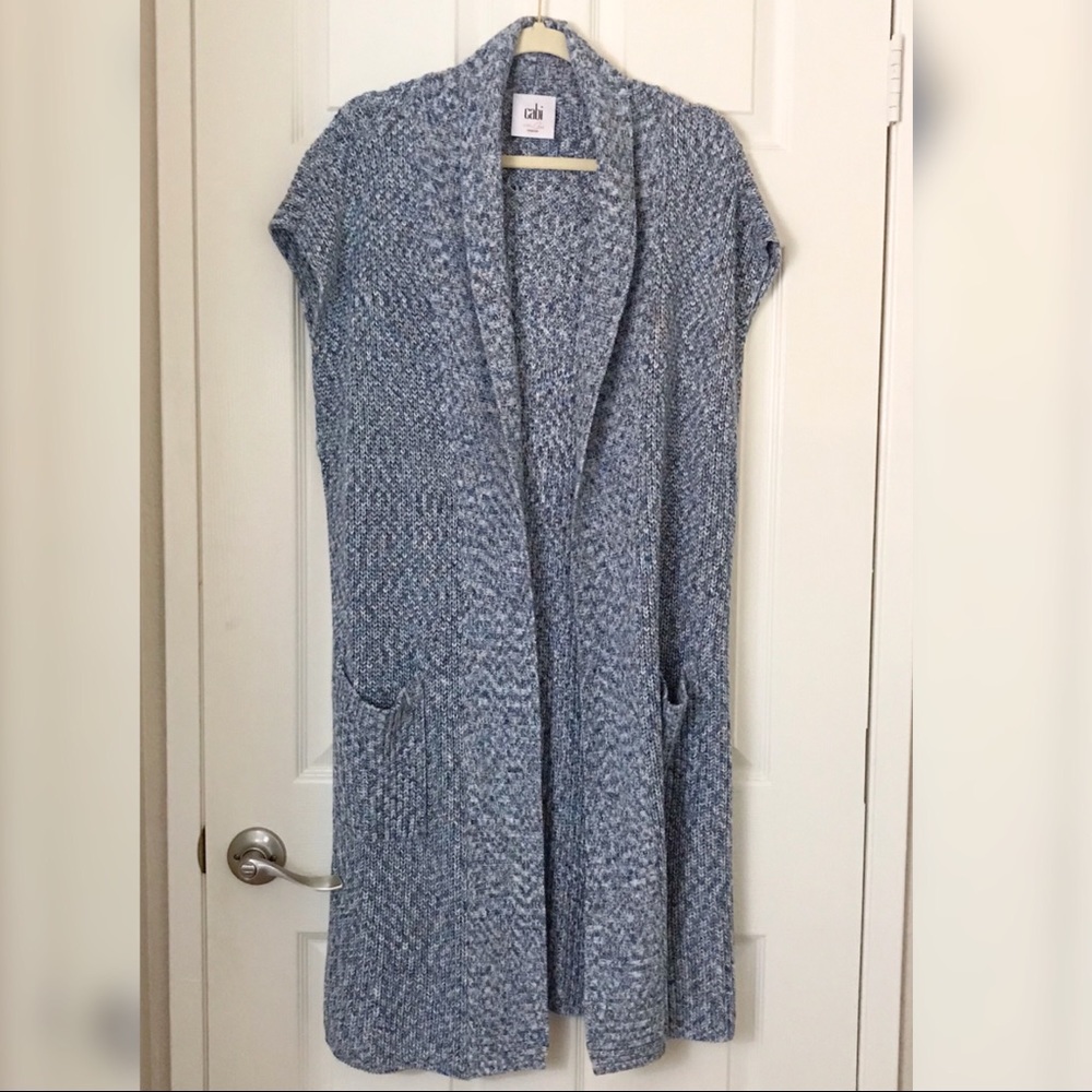 cabi “Napa” blue knit long vest